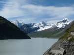 Vue amont depuis le barrage sur le Lac des Dix